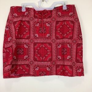 Zoey Beth Plus Skort Women's 1X Cotton Red Bandana Print Drawstring Western